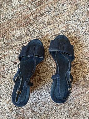 kate spade Denim Bow Slingback Sandals - Dark Blue